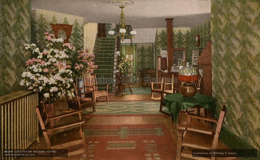 Postcard: Office and Lobby, Hotel Ponemah, Ponemah, N.H.